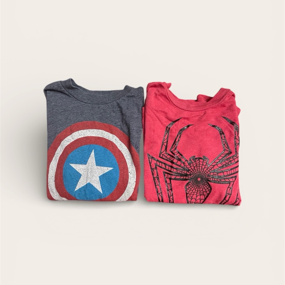 Youth XS Superhero T-Shirts - Spider Man & Captain America
